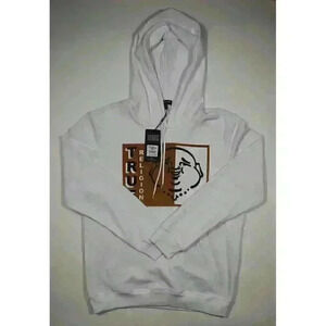 NEW! True Religion Men's L Two Tone Buddha Logo Pullover Hoodie NWT $119